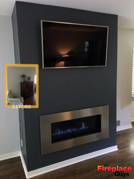 fireplace addition modern glass