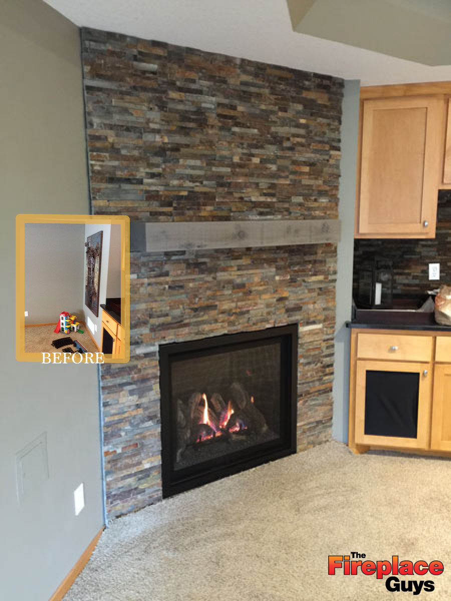 corner fireplace feature before after